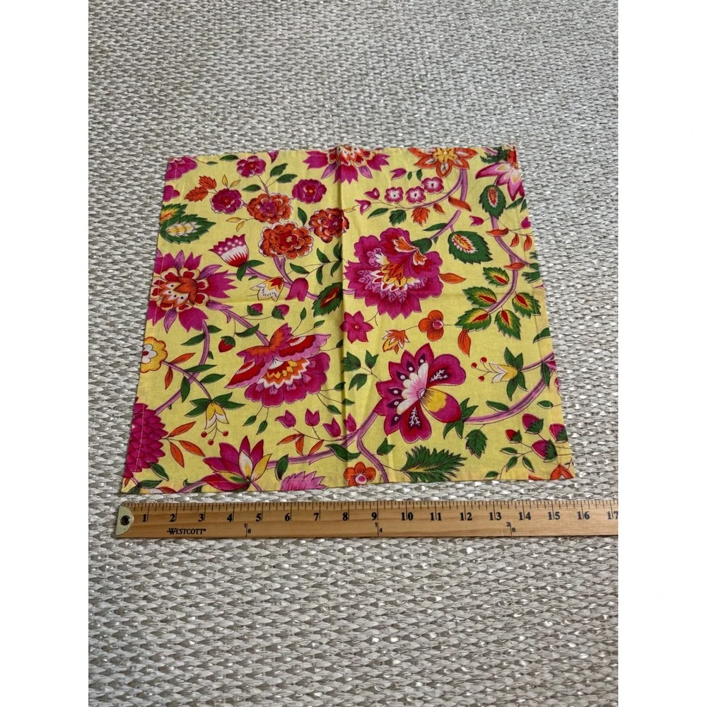 April Cornell Yellow Floral Cotton Napkins Set of 10 Boho Cottagecore country